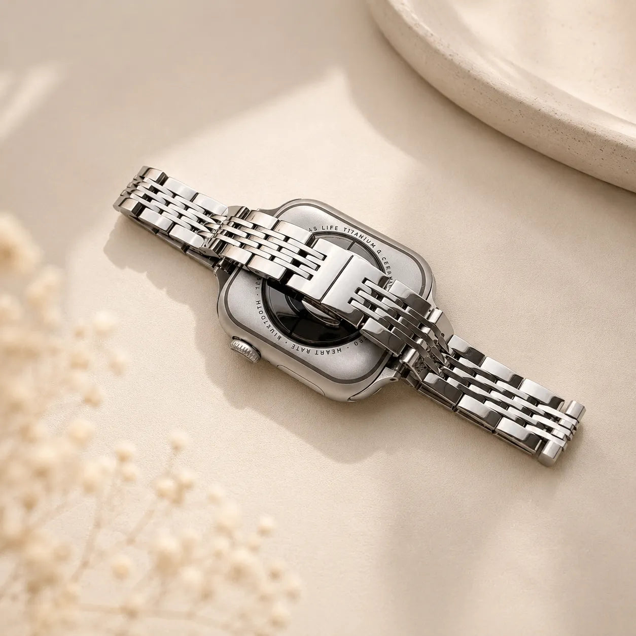 Dressy Silver Apple Watch Bracelet for Women back