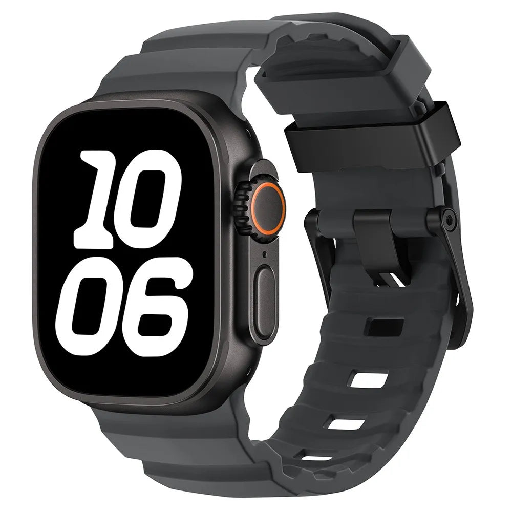 Durable Rubber Apple Watch Band Graphite & black
