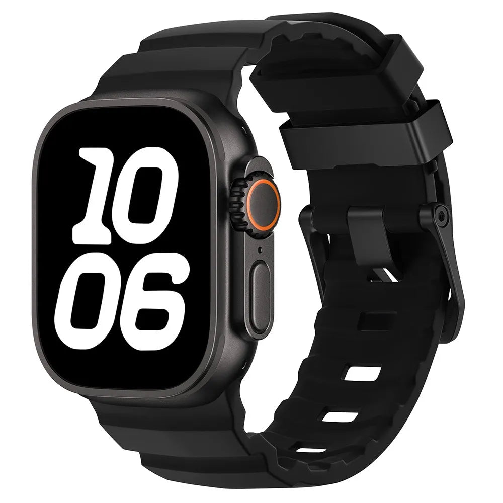 Durable Rubber Apple Watch Band black & black