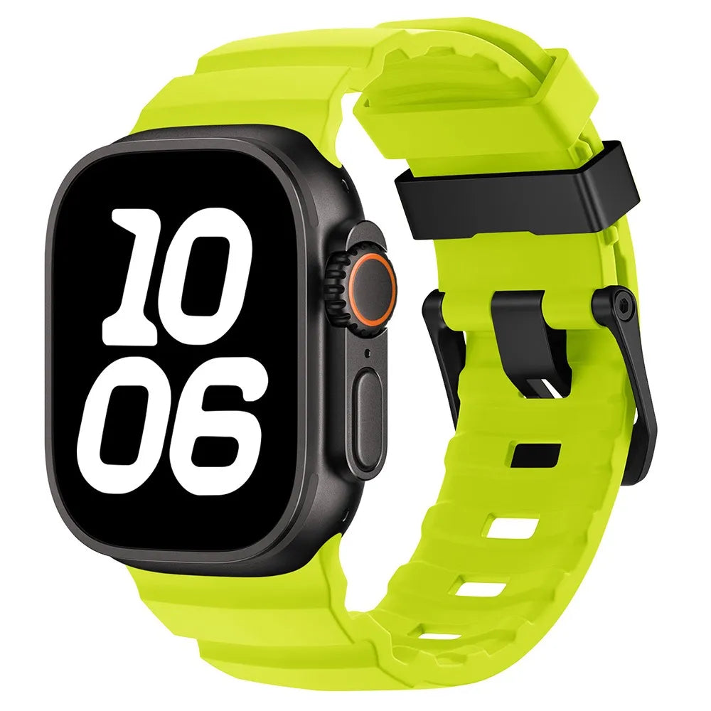 Durable Rubber Apple Watch Band green & black