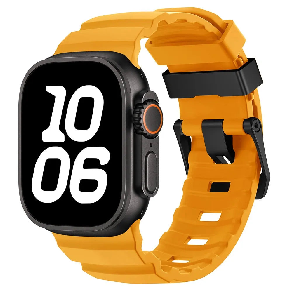 Durable Rubber Apple Watch Band orange & black