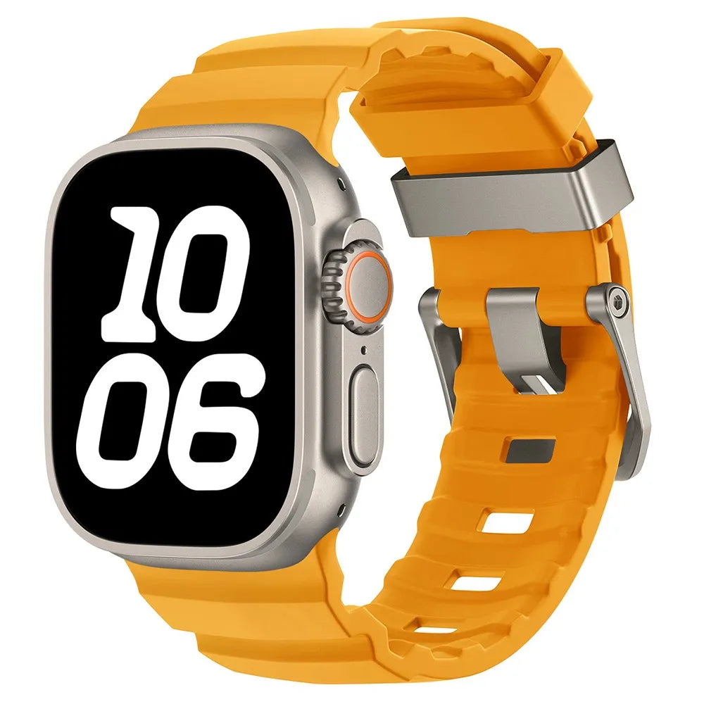 Durable Rubber Apple Watch Band orange & silver
