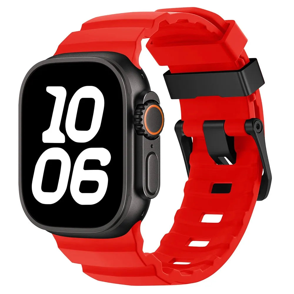 Durable Rubber Apple Watch Band red & black