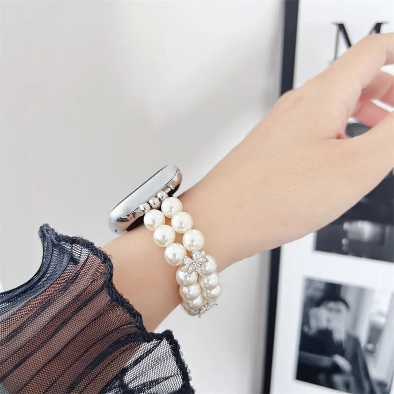 Elegant Pearl Apple Watch Band - Double Layer Design