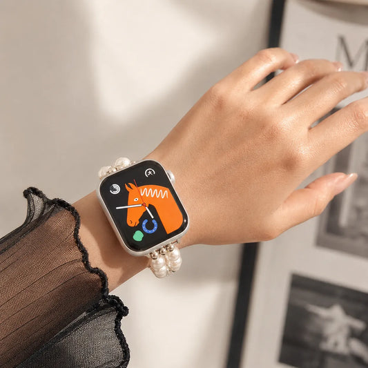 Elegant Pearl Apple Watch Band front