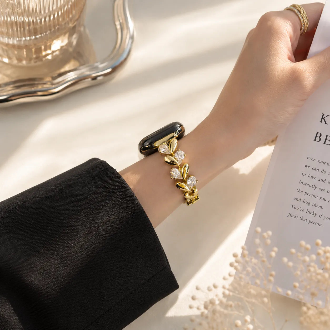 Elegant Rhinestone Chain Apple Watch Band gold preview