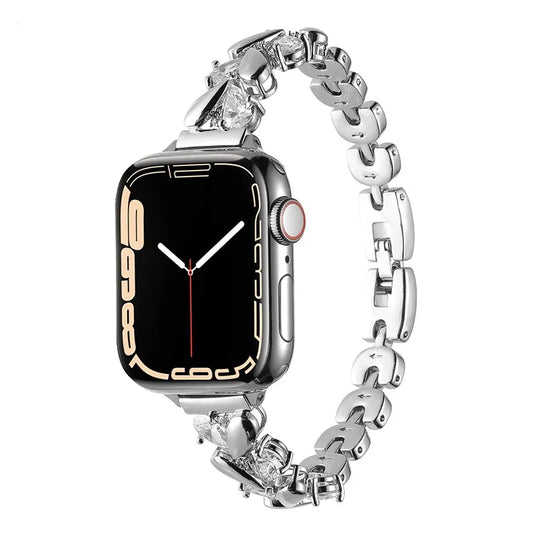 Elegant Rhinestone Chain Apple Watch Band - Silver