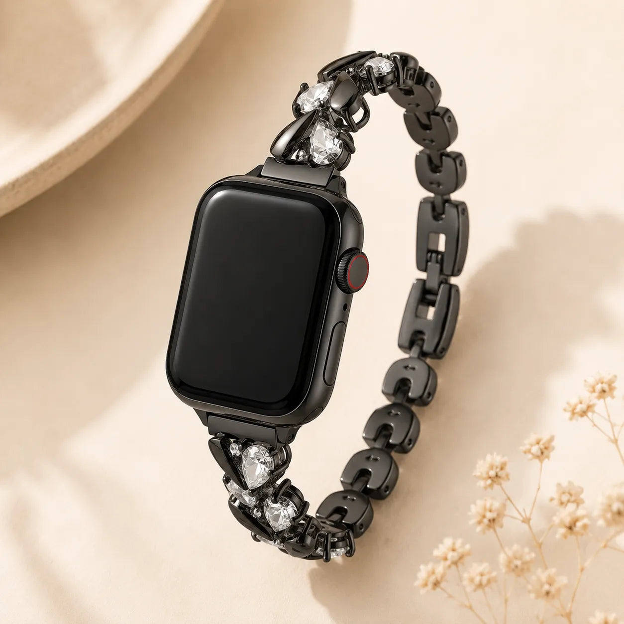 Elegant Rhinestone Chain Apple Watch Band black