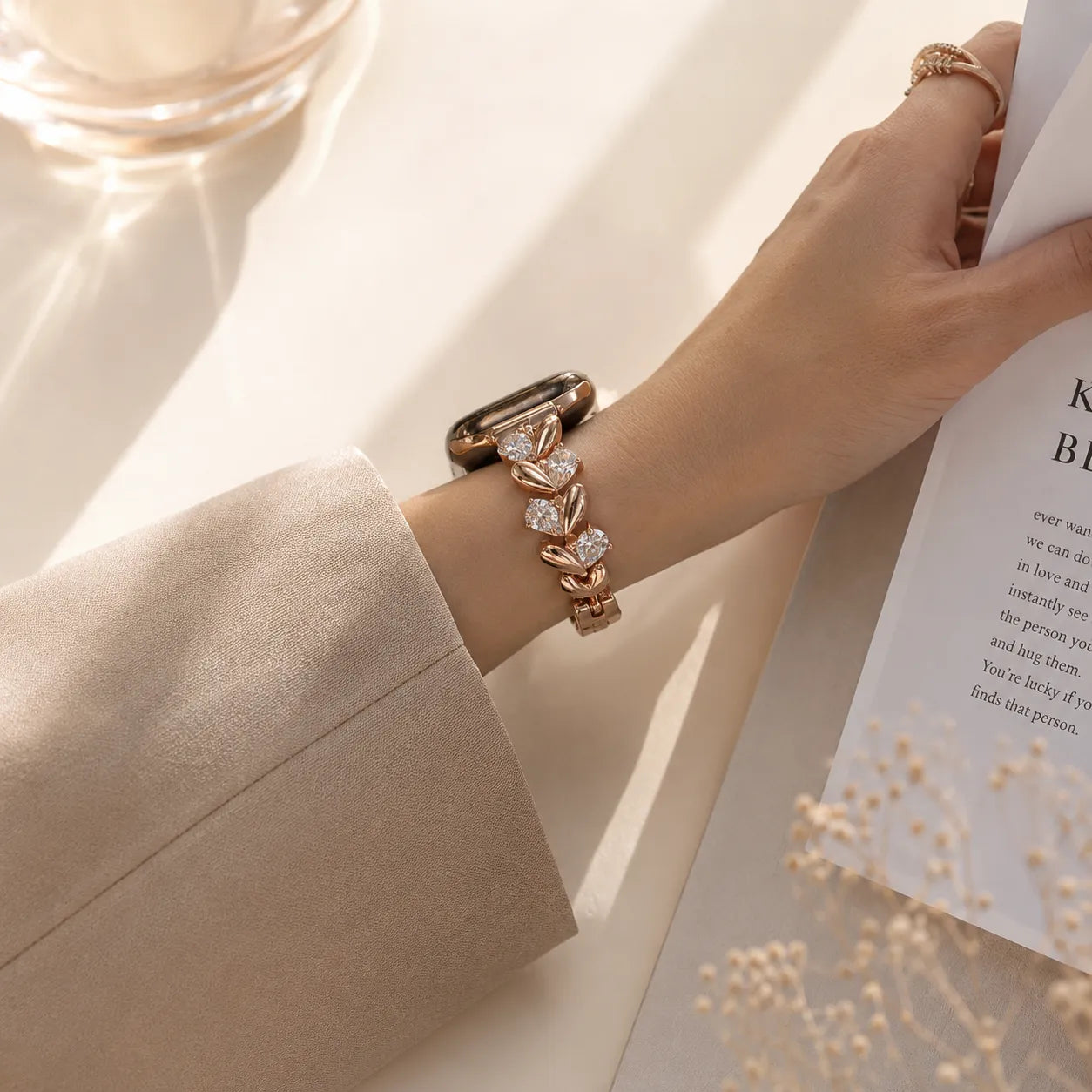 Elegant Rhinestone Chain Apple Watch Band rose gold preview