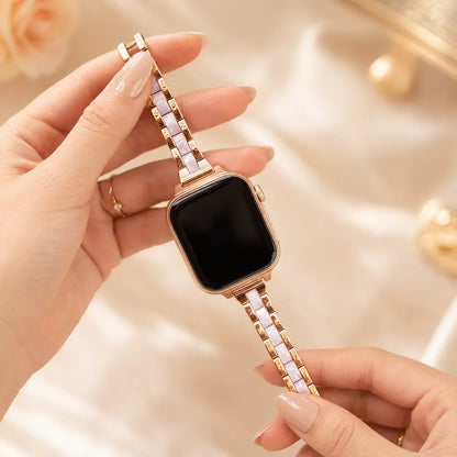 Elegant Slim Steel & Resin Apple Watch Band rose gold