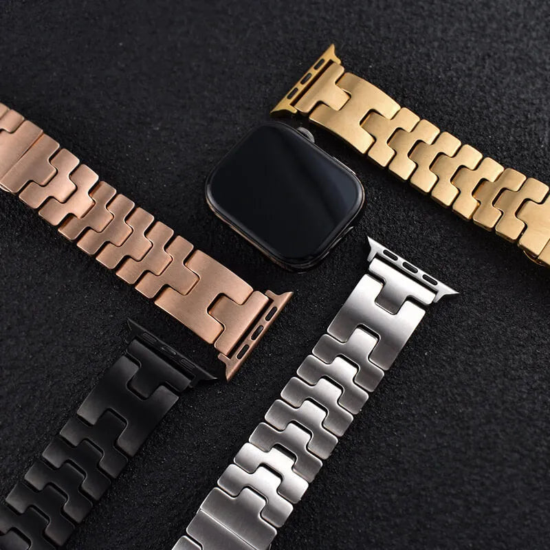 H-Shaped Steel Apple Watch Band all show