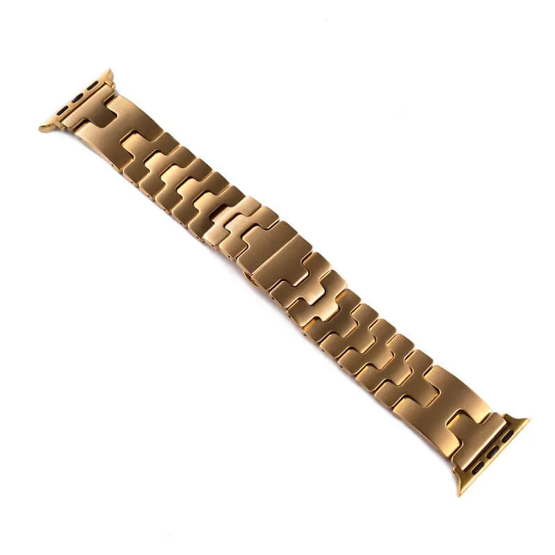 H-Shaped Steel Apple Watch Band in gold