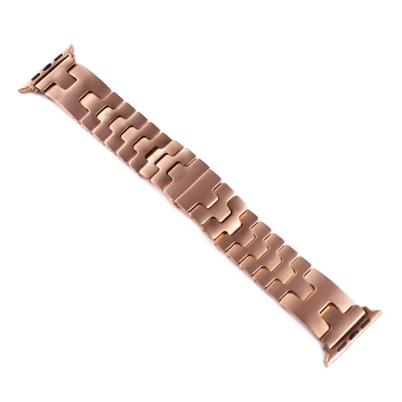 H-Shaped Steel Apple Watch Band in rose gold