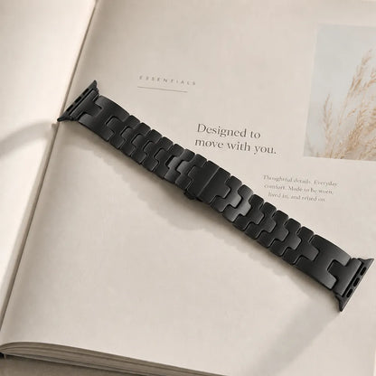 H-Shaped Steel Apple Watch Band black