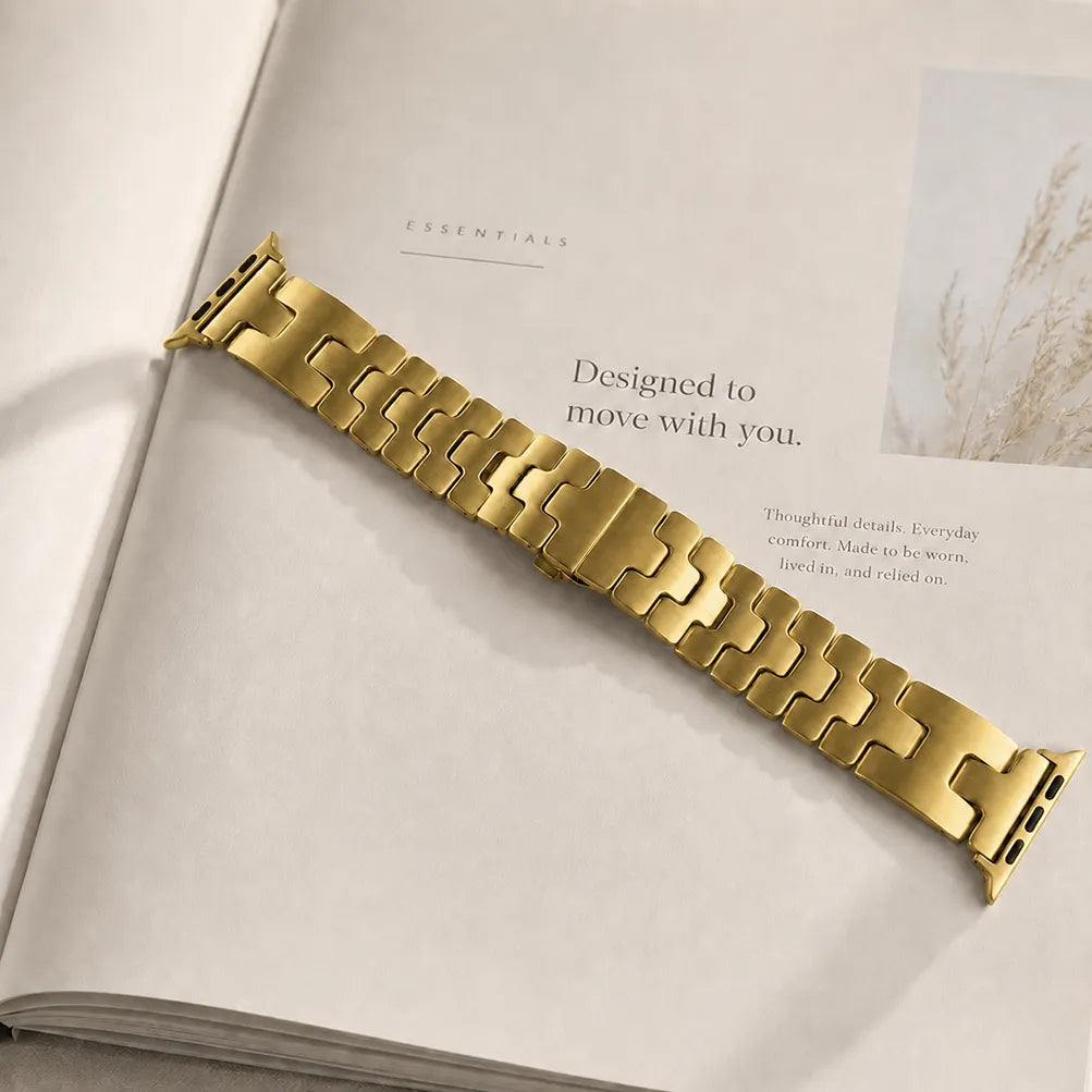 H-Shaped Steel Apple Watch Band gold