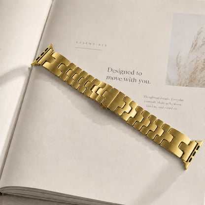 H-Shaped Steel Apple Watch Band gold