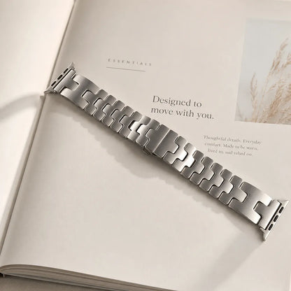H-Shaped Steel Apple Watch Band silver
