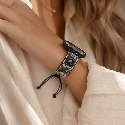 Handmade Beaded Bracelet for Apple Watch black view