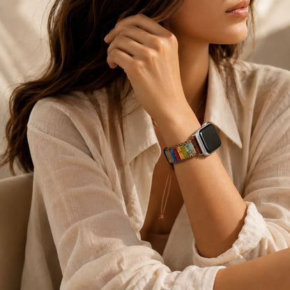 Handmade Beaded Bracelet for Apple Watch boho side
