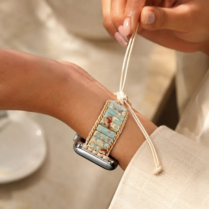 Handmade Beaded Bracelet for Apple Watch green view