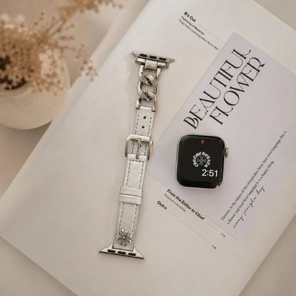 Leather Apple Watch Band with Chain Detail