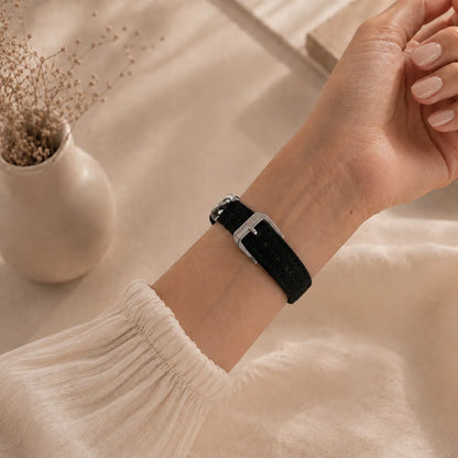 Leather Apple Watch Band with Chain Detail black back
