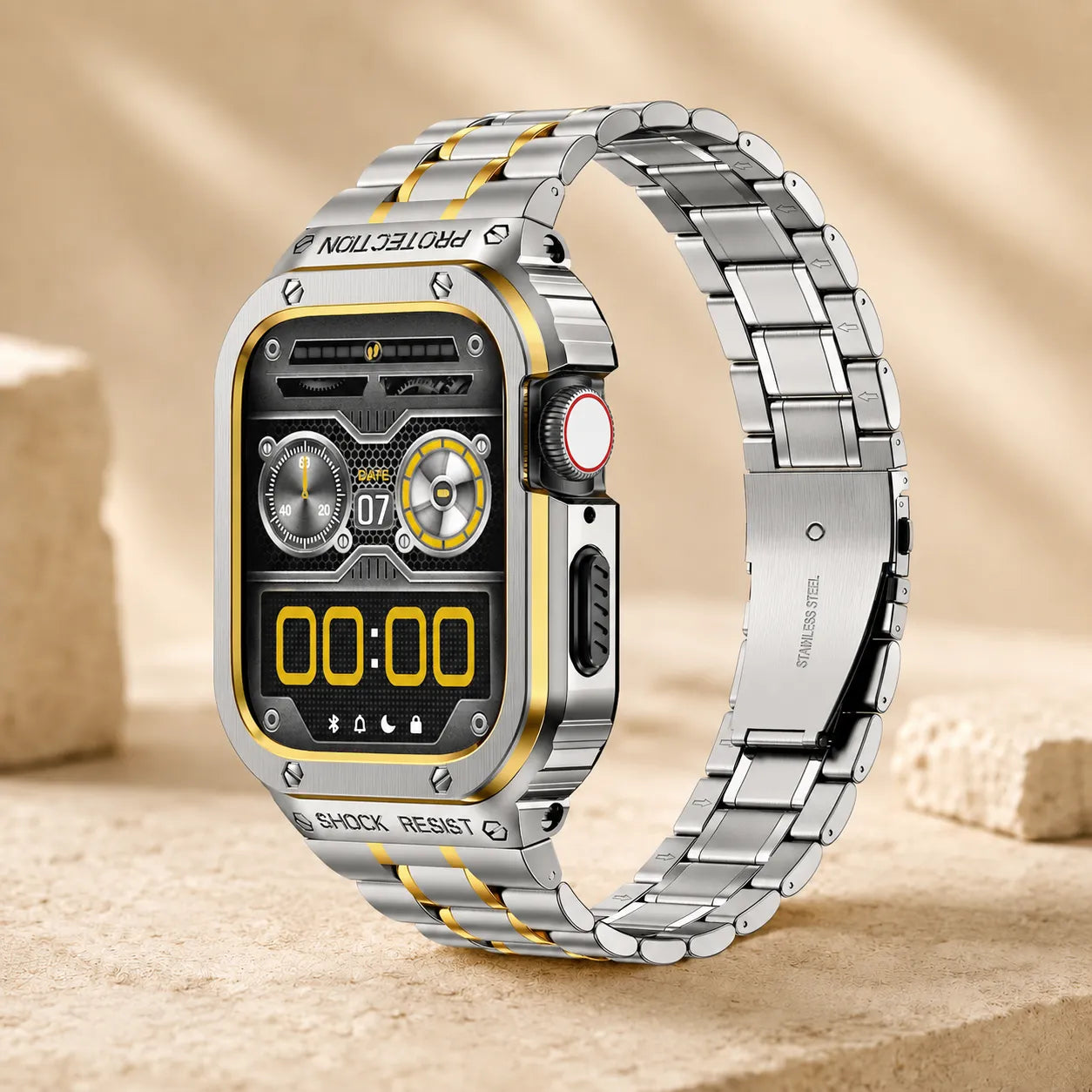 Luxury Apple Watch Band and Case silver with gold