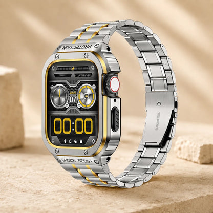 Luxury Apple Watch Band and Case silver with gold