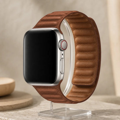 Magnetic Leather Link Apple Watch Band brown