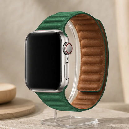 Magnetic Leather Link Apple Watch Band green