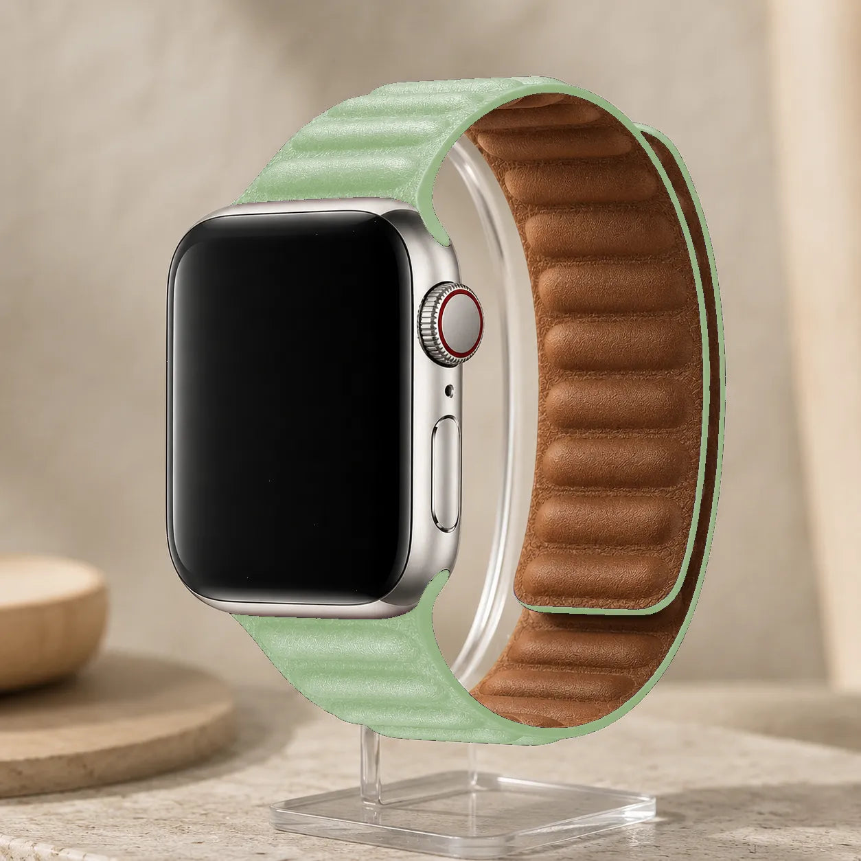 Magnetic Leather Link Apple Watch Band mint green