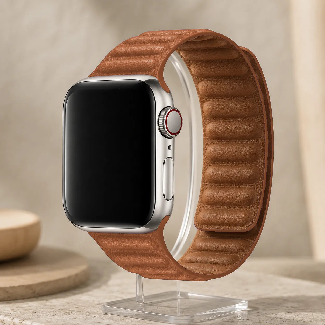Magnetic Leather Link Apple Watch Band  orange