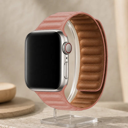 Magnetic Leather Link Apple Watch Band  pink