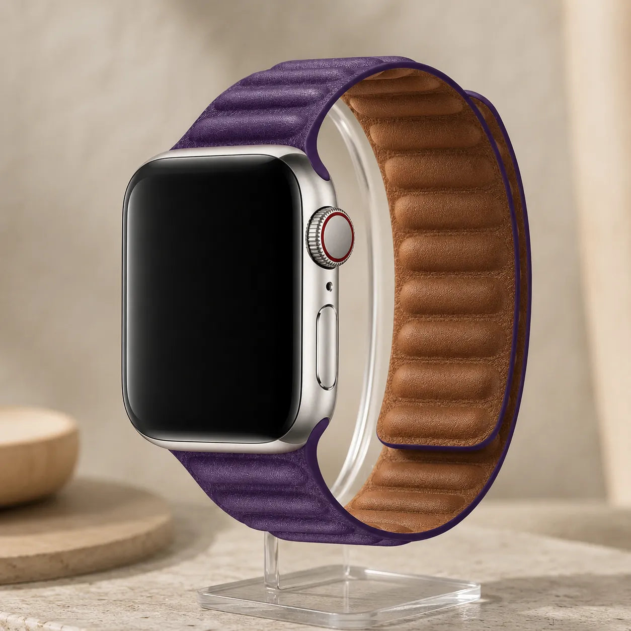 Magnetic Leather Link Apple Watch Band purple
