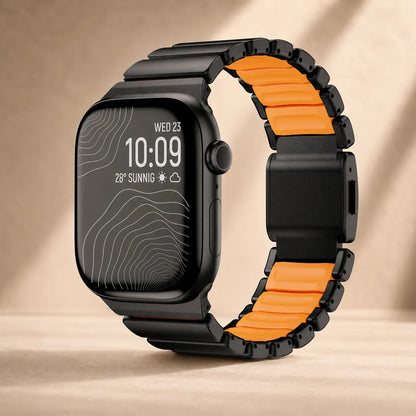Metal & Silicone Link Band for Apple Watch black & orange