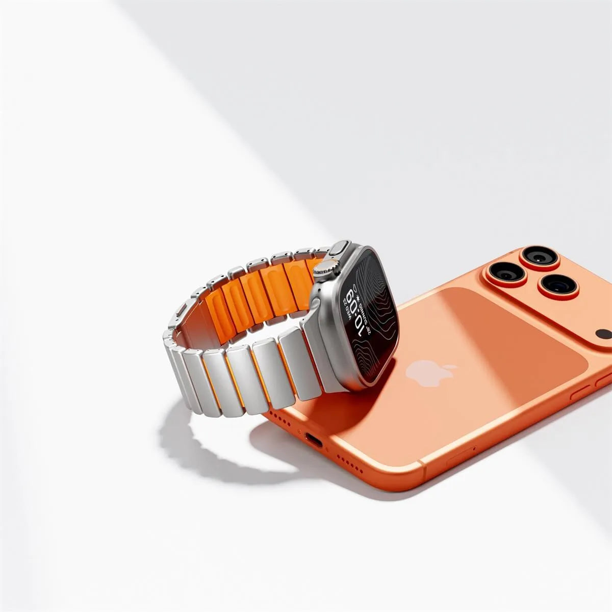 Metal & Silicone Link Band for Apple Watch and iphone 17 pro