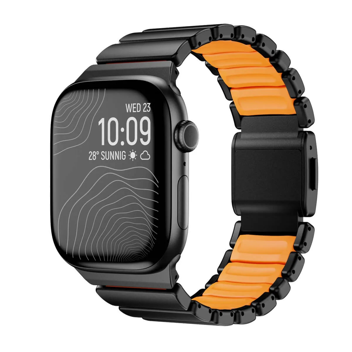 Metal & Silicone Link Band for Apple Watch black & orange