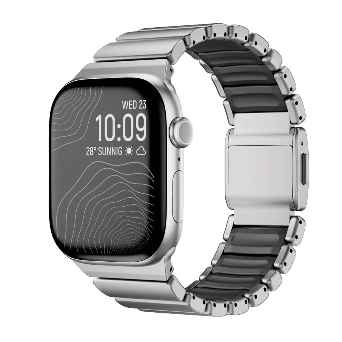Metal & Silicone Link Band for Apple Watch titanium & black