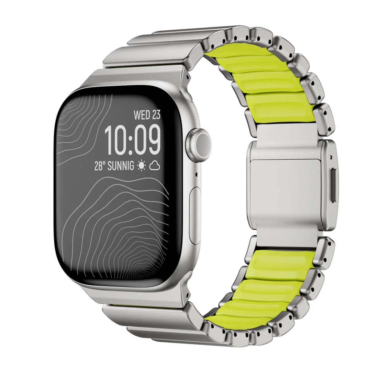 Metal & Silicone Link Band for Apple Watch titanium & green