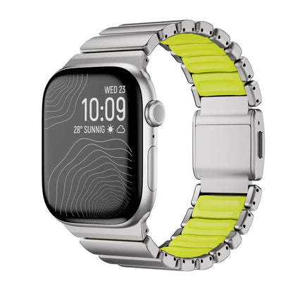 Metal & Silicone Link Band for Apple Watch titanium & green