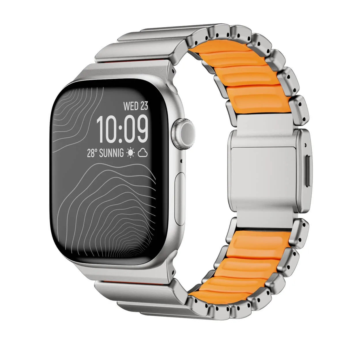 Metal & Silicone Link Band for Apple Watch titanium & orange