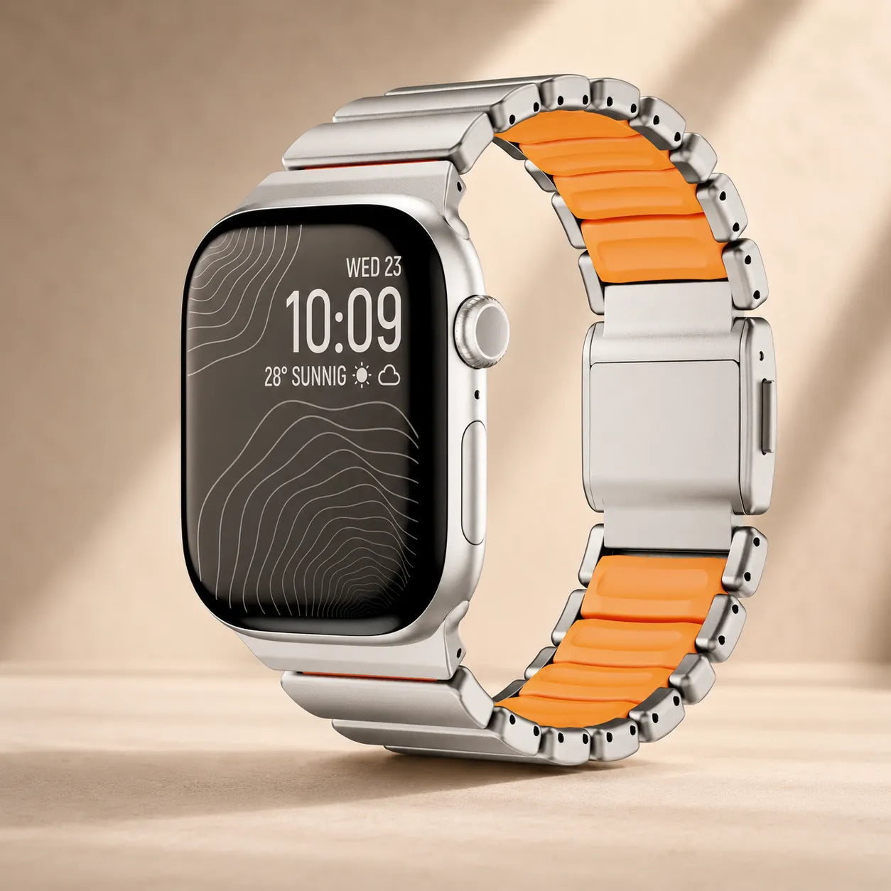 Metal & Silicone Link Band for Apple Watch titaniumm & orange