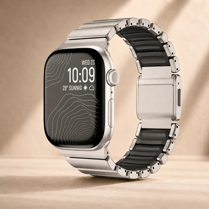 Metal & Silicone Link Band for Apple Watch titanium & black