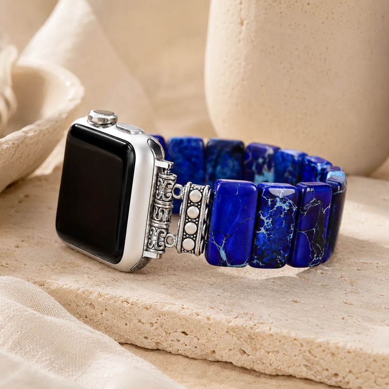Natural Gemstone Apple Watch Band blue left