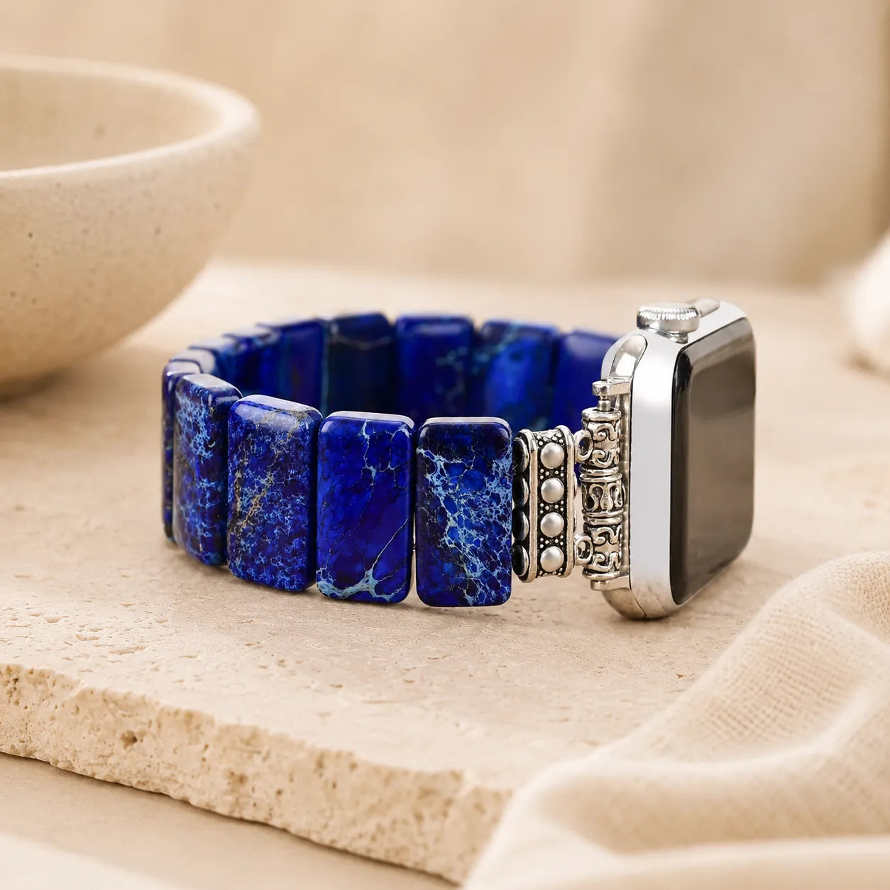Natural Gemstone Apple Watch Band blue right