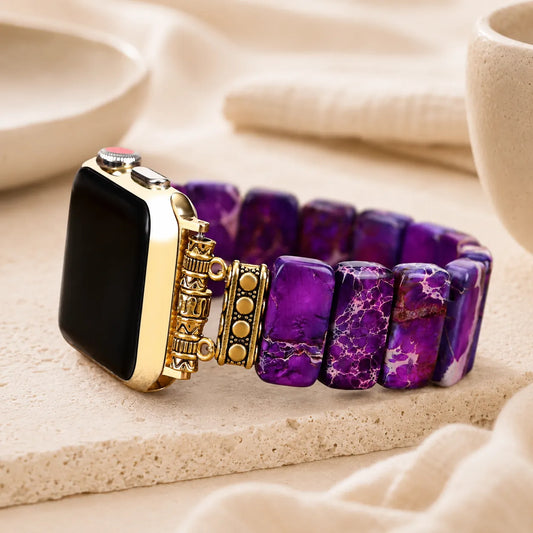 Natural Gemstone Apple Watch Band purple left