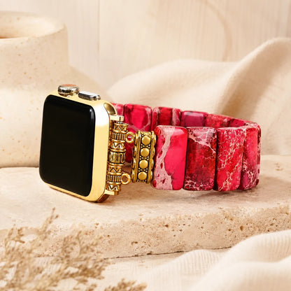 Natural Gemstone Apple Watch Band red left