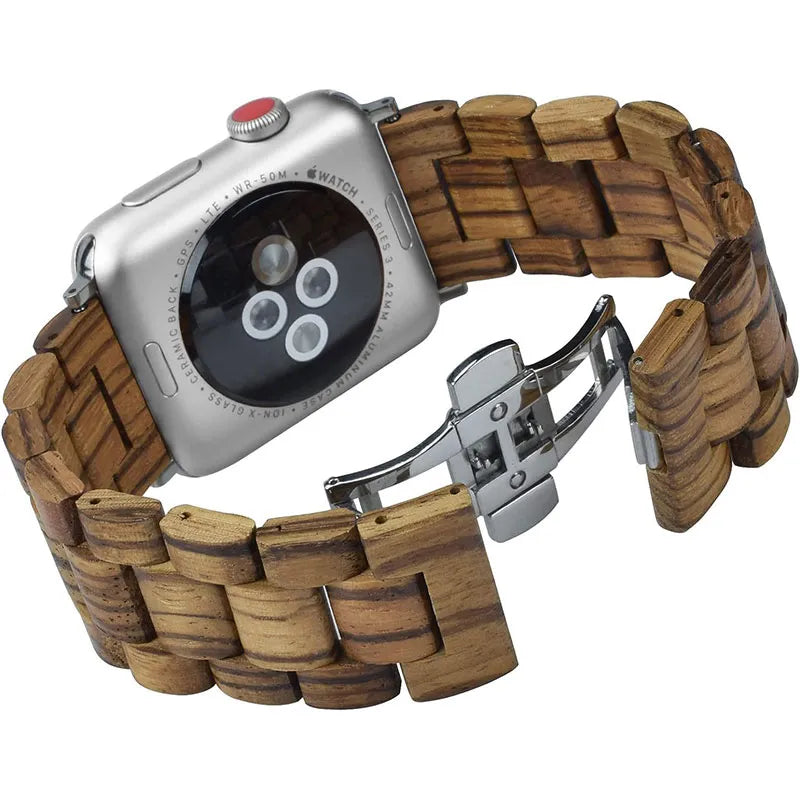 Natural Wood Apple Watch Band Buckle