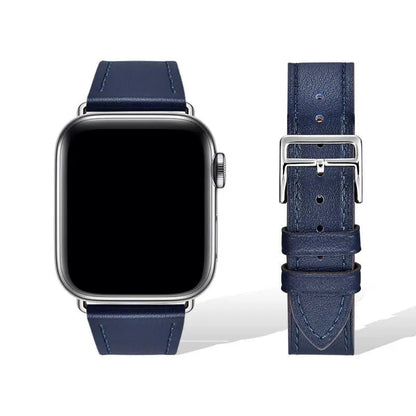 Premium Navy Leather Apple Watch Band