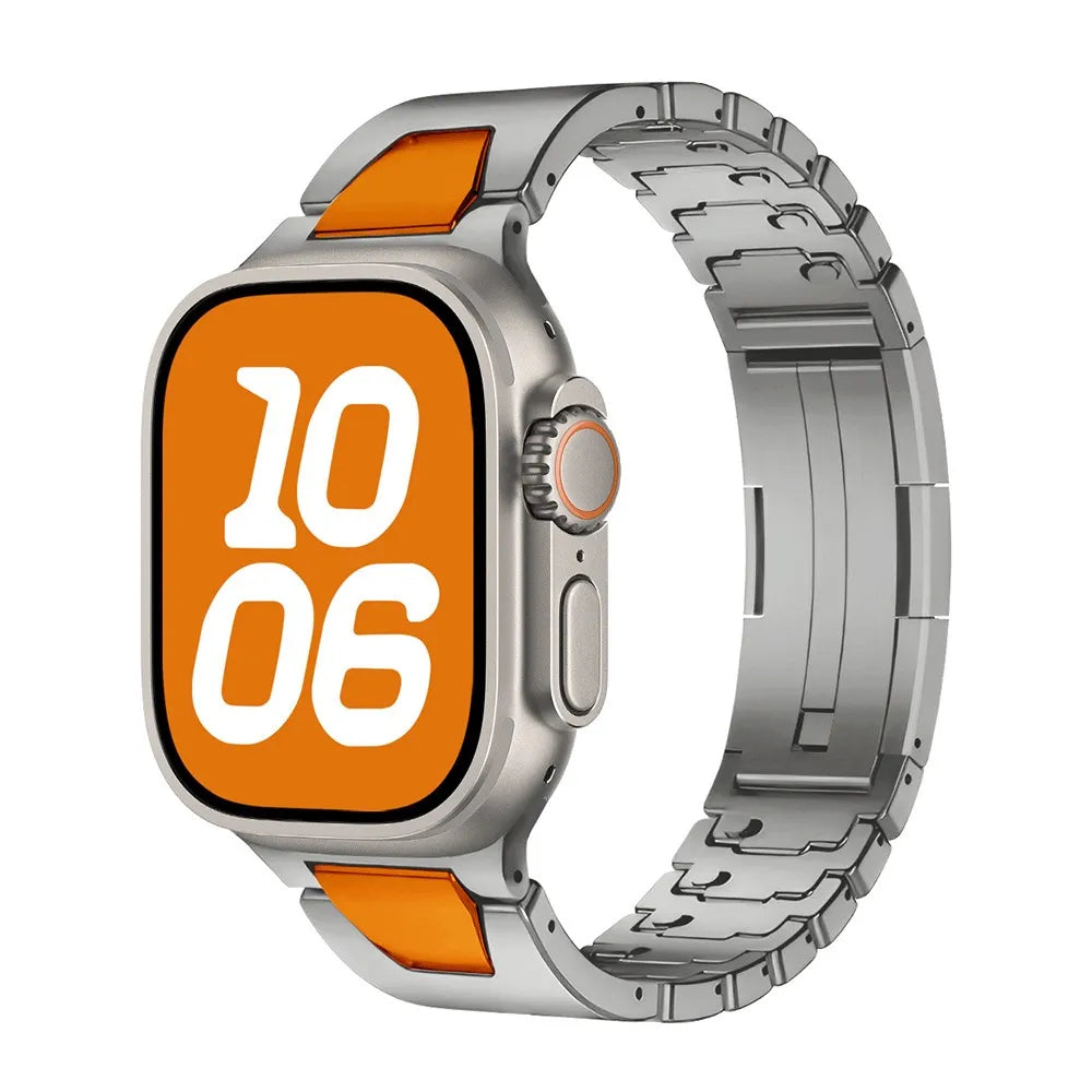 New Apple Watch Metal Band 2025 Edition Titanium & Orange